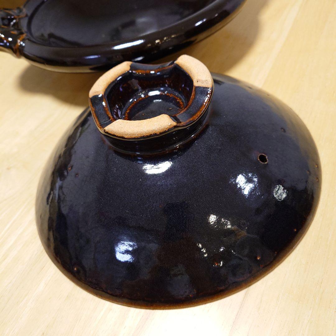 土楽窯 黒鍋 尺一寸
