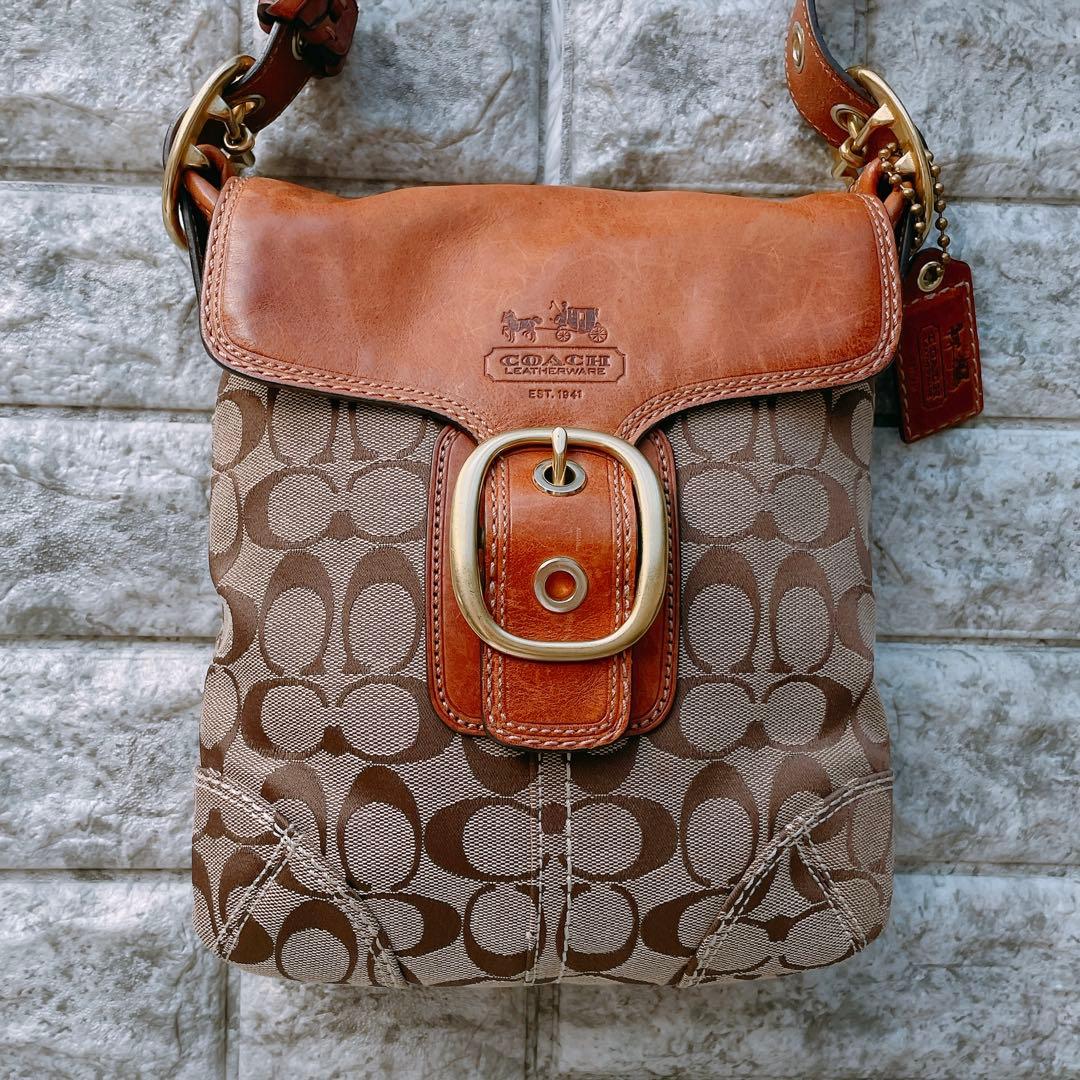 良品✨コーチ ブリーカー ショルダーバッグ キャンバス×レザー ソーホー 金具