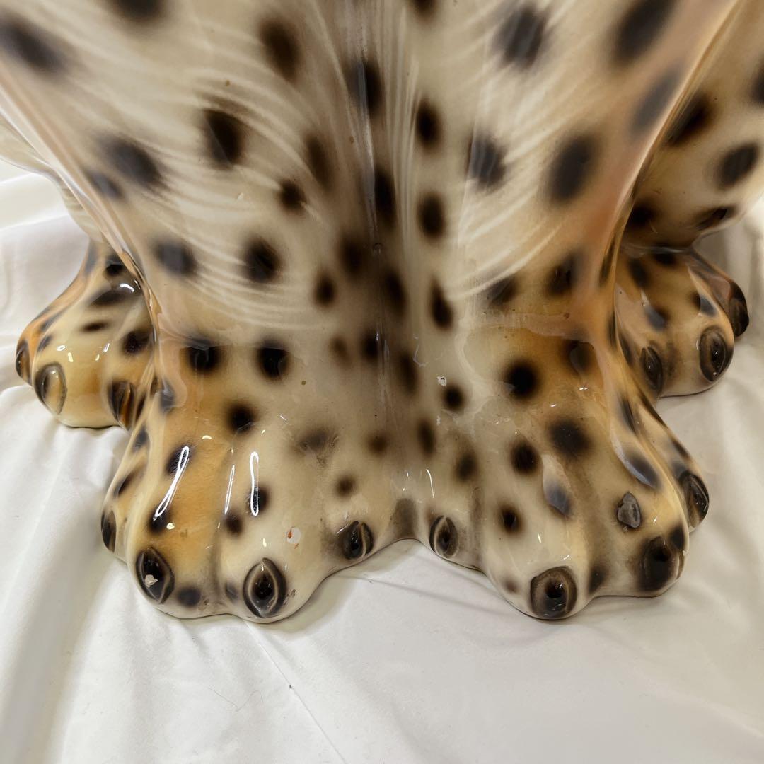 【希少良デザイン】最高級陶器　オブジェ　レオパード　骨董品　美術品　アニマル