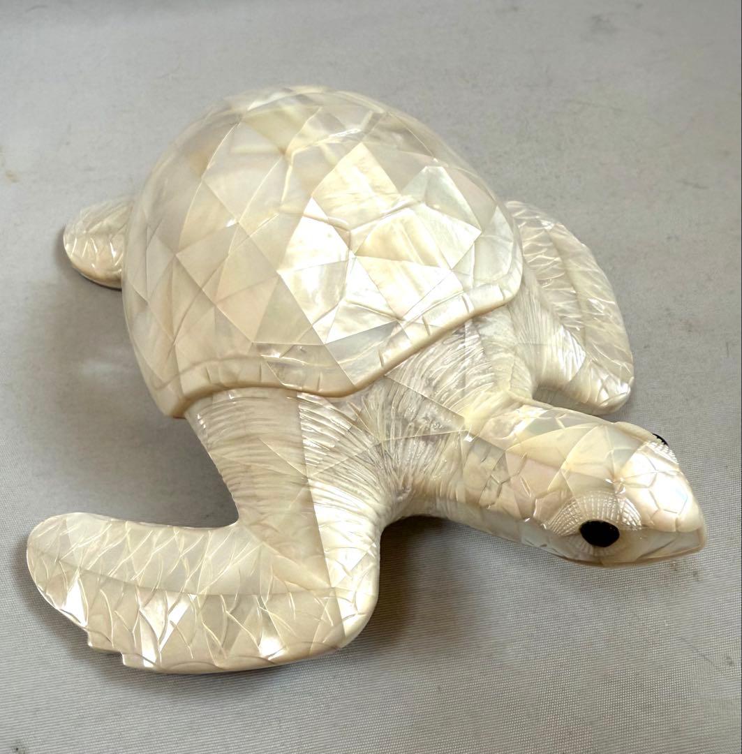 白蝶貝ジェルアート　亀置物　MARUEI保証書