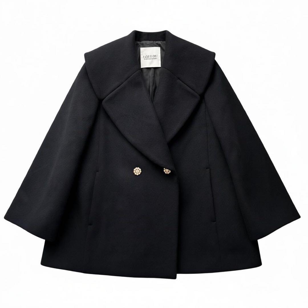 22AW　ルルウィルビー　ビーバーミドル丈コート　ウールコート　ブラック　美品