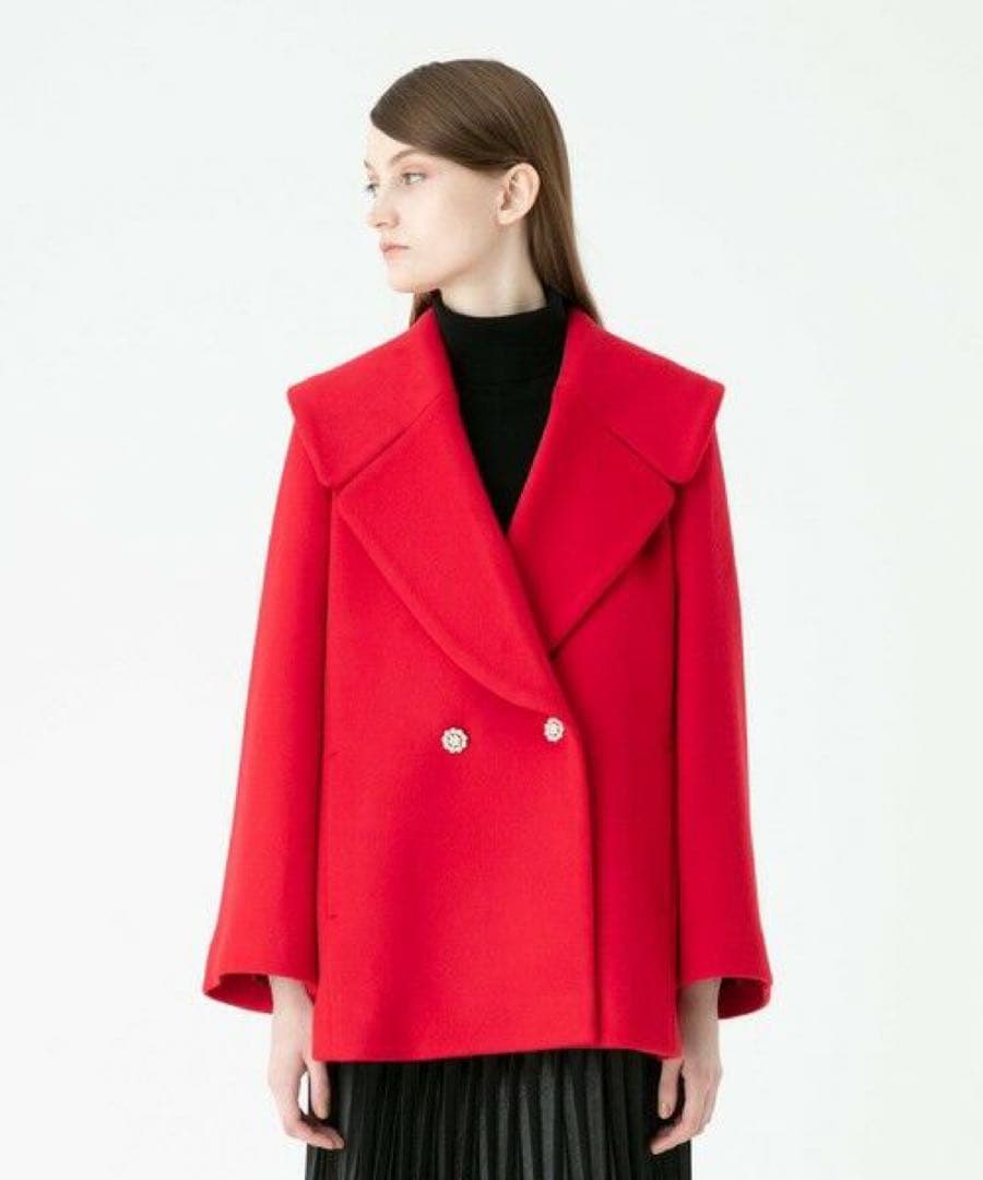 22AW　ルルウィルビー　ビーバーミドル丈コート　ウールコート　ブラック　美品