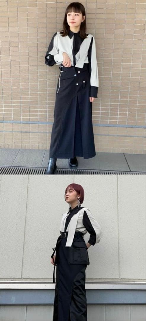 ●新品●UNITED TOKYO バイカラーオプティカルブラウス【手洗い可能】