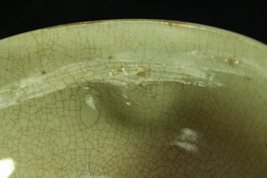 茶道具 古萩 刷毛目茶碗 江戸末期 桂又三郎 書付(K-YC560)