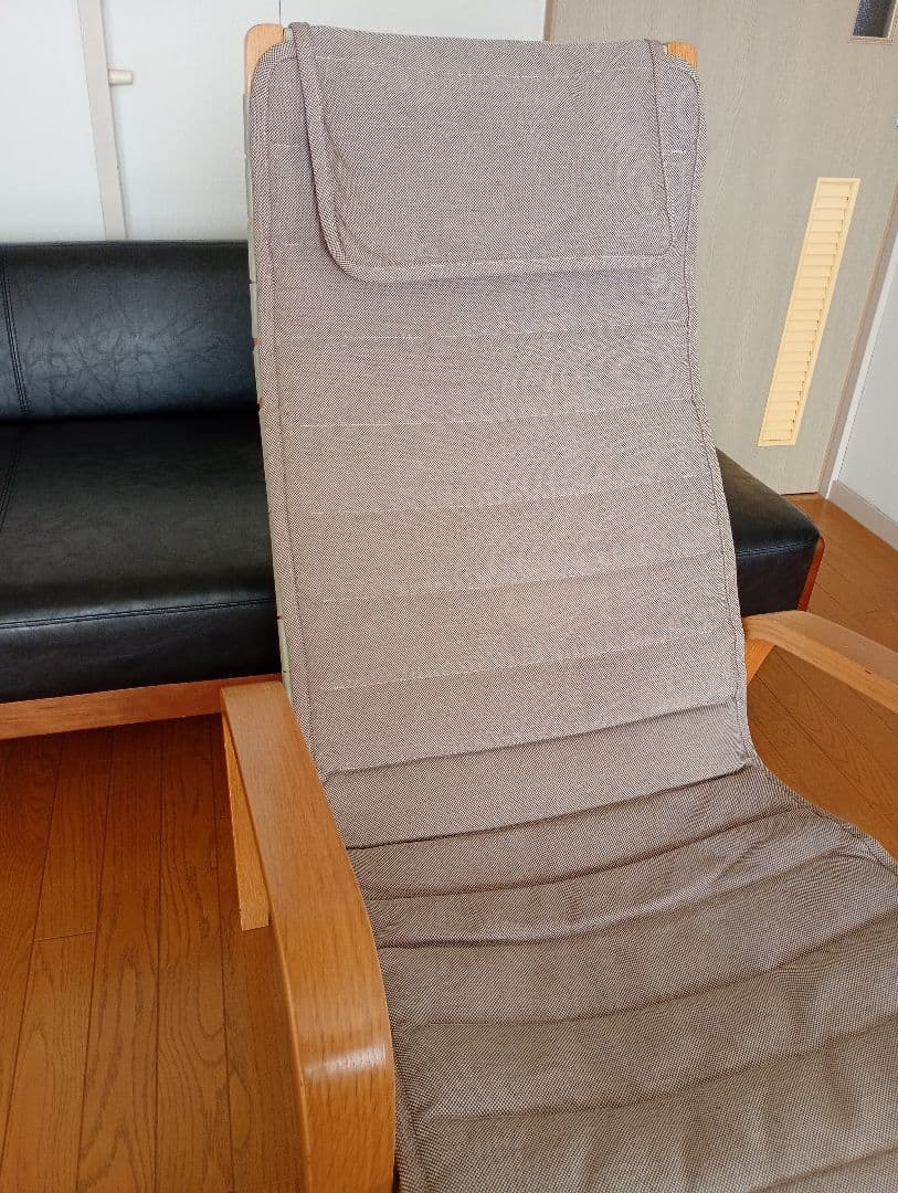 無印良品リクライニングチェア ヘッドレスト付き グレー　(カバー付き)