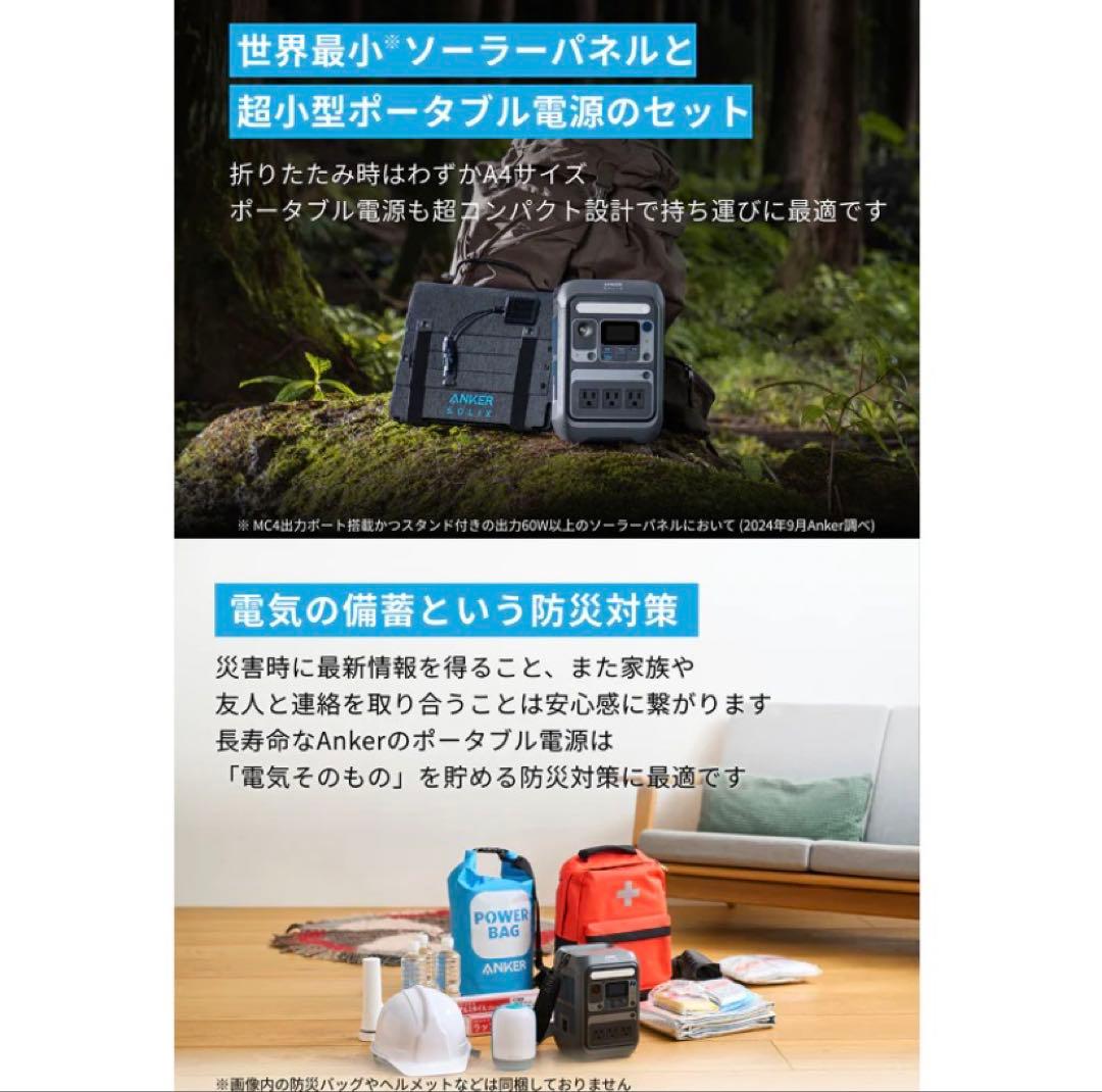Ankerポータブル電源&ソーラーパネルセット/230Wh/8ポート