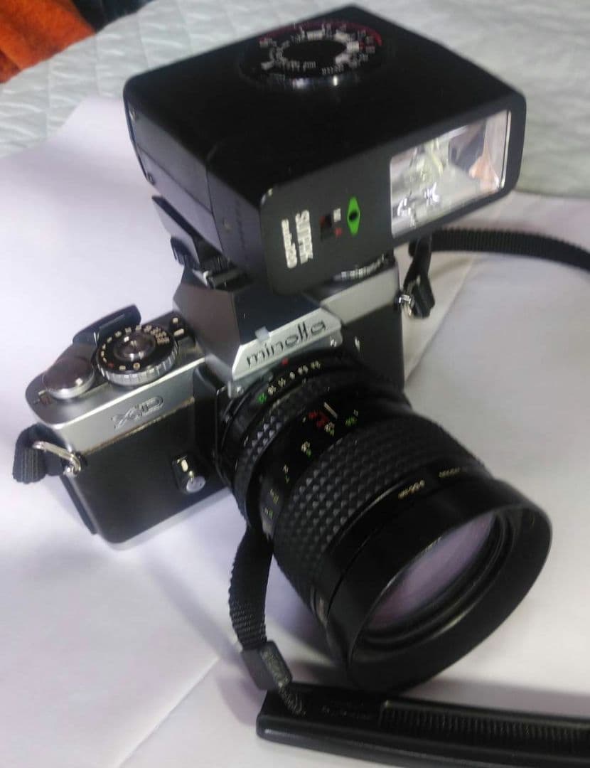 ※)説明文改訂　カメラ　ミノルタXD　本体＋望遠レンズ＋フラッシュ　一眼レフ