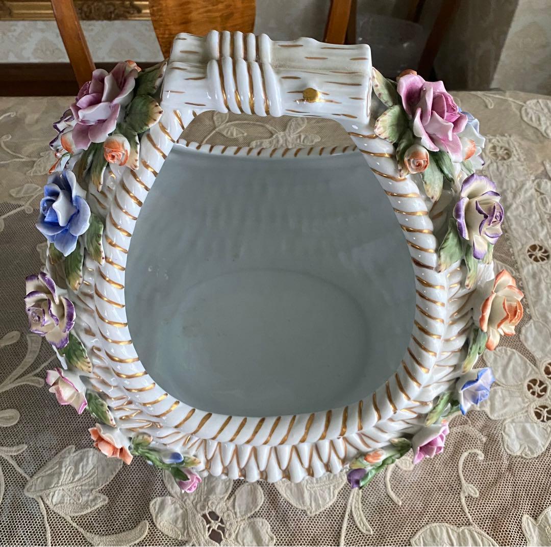 特大大　陶器の花籠　ロイヤルアーデンW約32 d30 h33