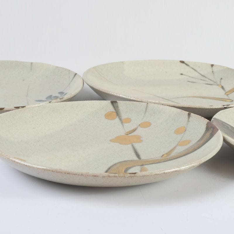 和食器　茶懐石　幸兵衛窯　絵変和皿　銘々皿　五客　共箱　N　9419