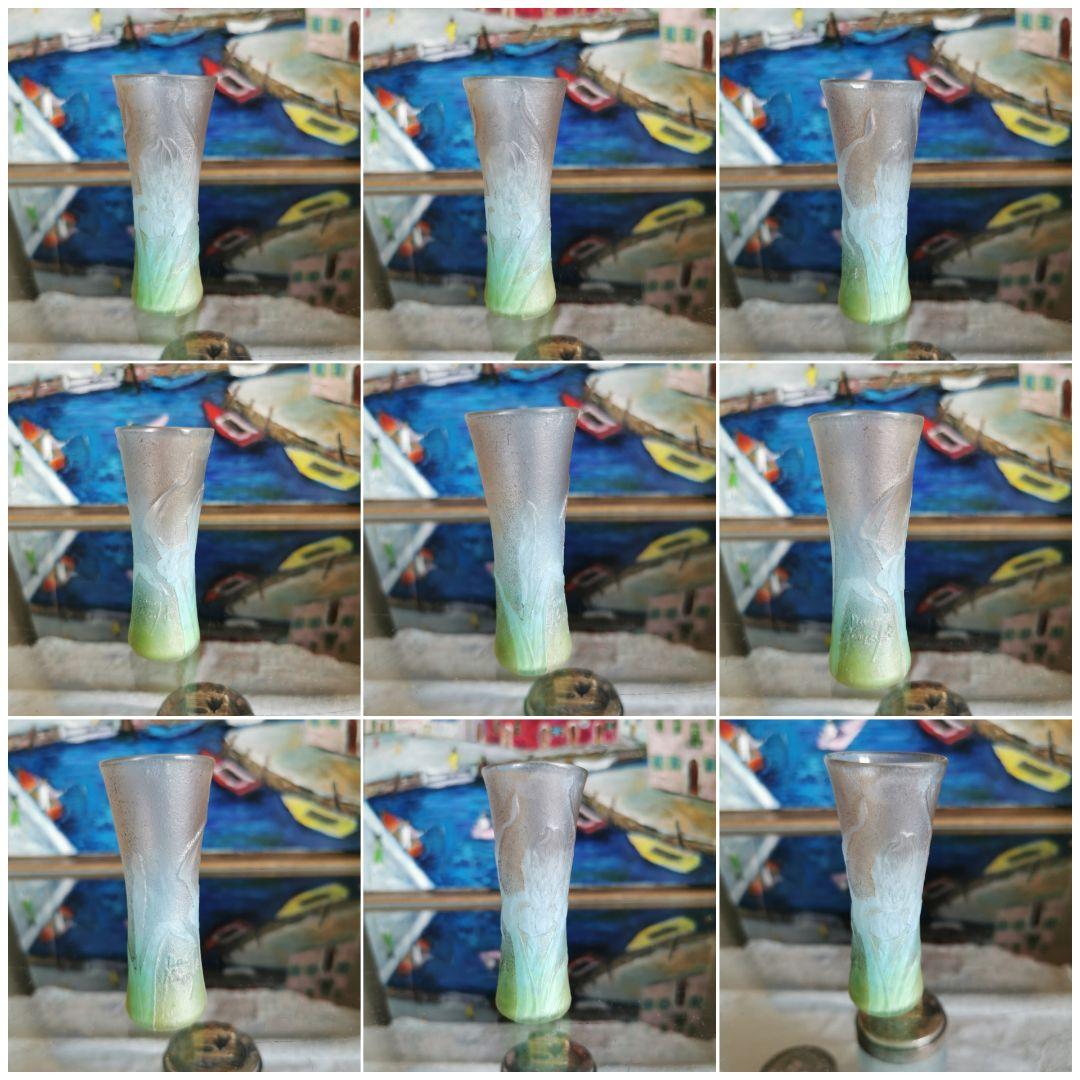 アンティーク ドームナンシー アイリス紋花器 オパールセント パートドヴェール