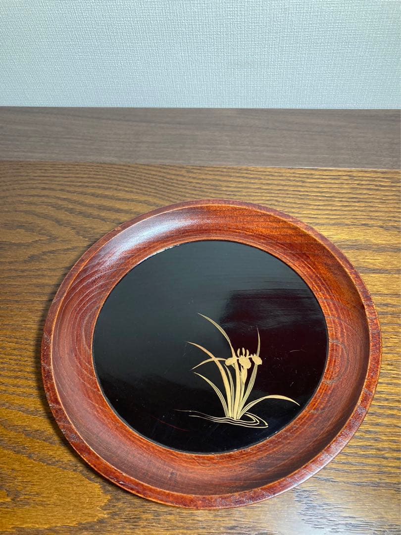 蒔絵丸盆、5枚組