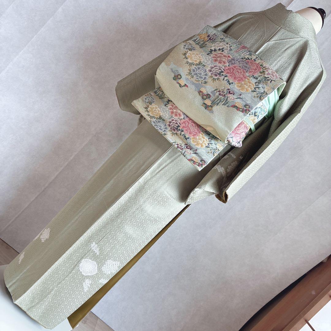 訪問着　フルセット　着物　正絹　入学式　卒業式　しつけ付　絞り　大人の淡色　J3