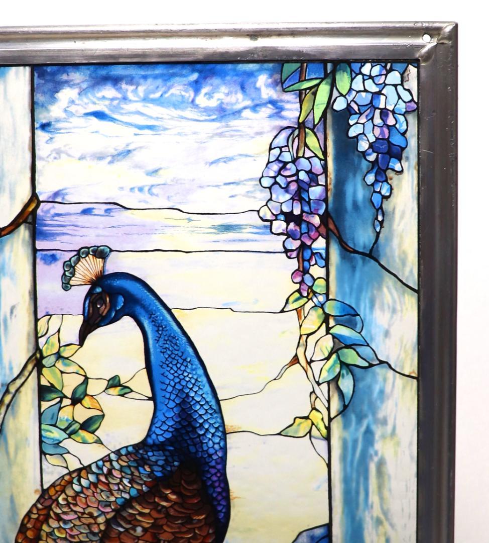 ルイス・C・ティファニー 大型ヴィンテージ ステンドグラス 美術館 ピーコック