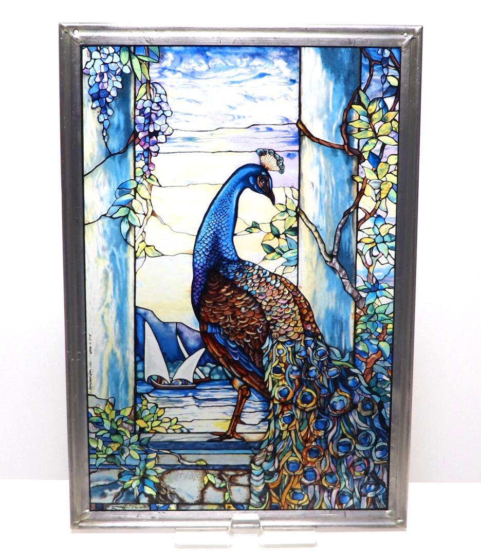ルイス・C・ティファニー 大型ヴィンテージ ステンドグラス 美術館 ピーコック