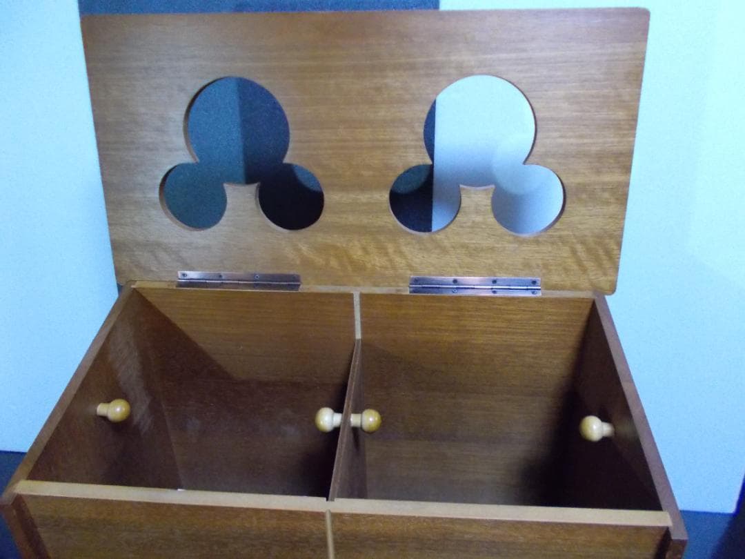 昭和レトロ ディズニーミッキー&ミニー　木製ゴミ箱