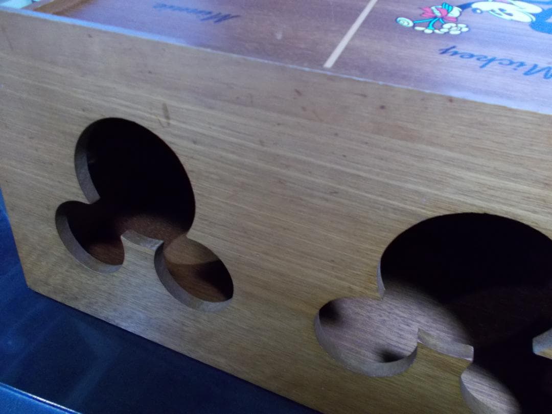 昭和レトロ ディズニーミッキー&ミニー　木製ゴミ箱