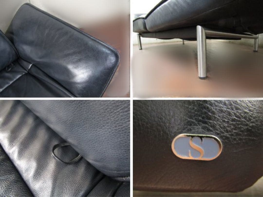 de Sedeデセデ黒総革可動2人掛けソファ　DS-450