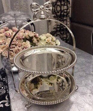 ケーキスタンド アフタヌーンティー スタンド 2段 トレイ トレー シルバー 銀