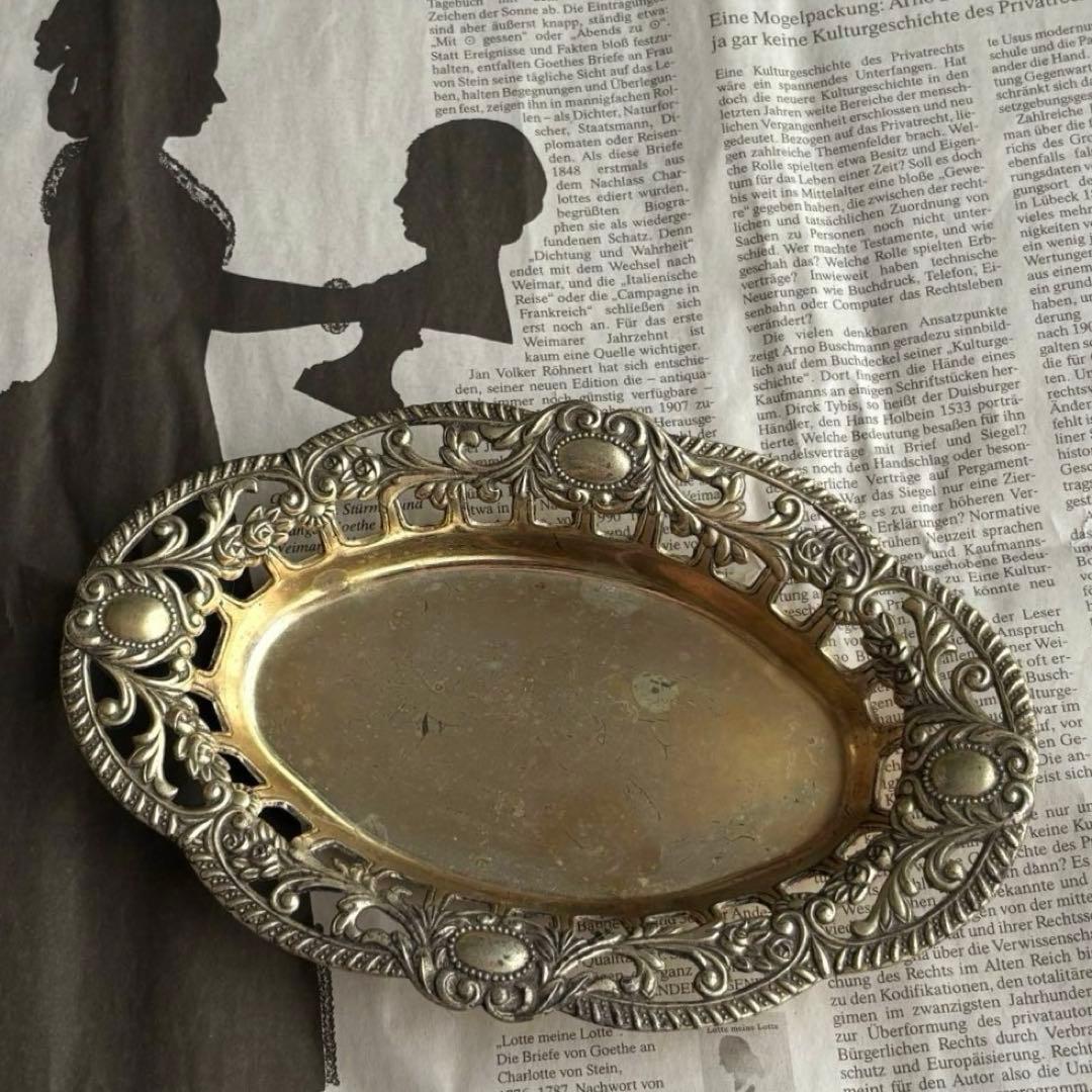 【フランス】ca.1900 アンティーク トレイ ヴィクトリアン シルバー色