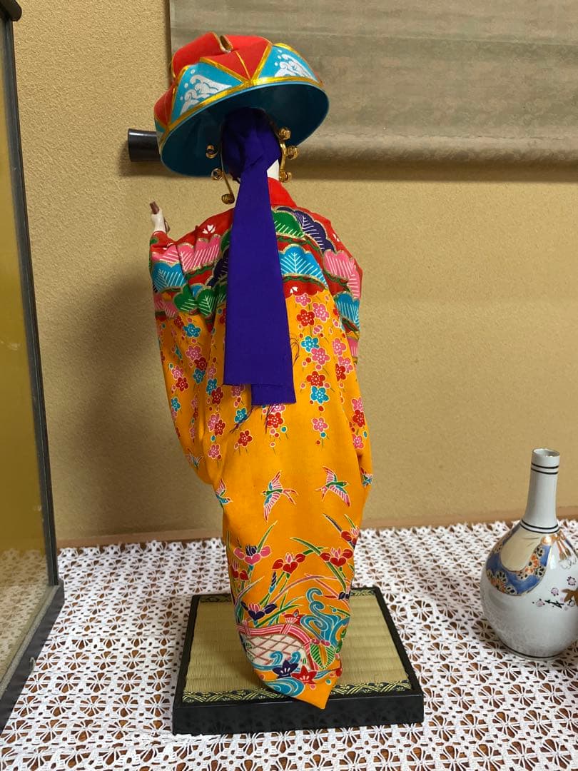 琉球舞踊 人形 ガラスケース付き 日本人形 伝統衣装