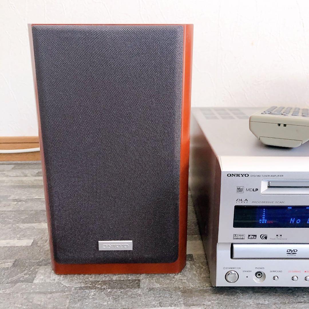 ONKYO DVD/CD/MDコンポ ブラウン スピーカー付き FR-9GXDV
