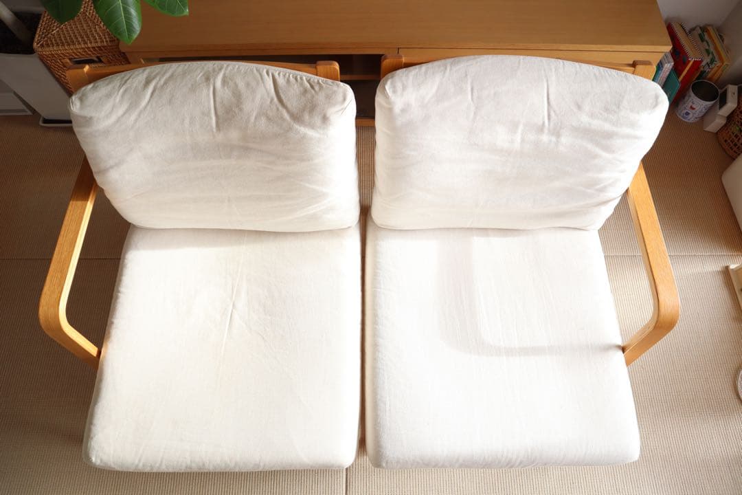 無印良品 リビングでもダイニングでも使えるソファチェア2シーター　※アーム右