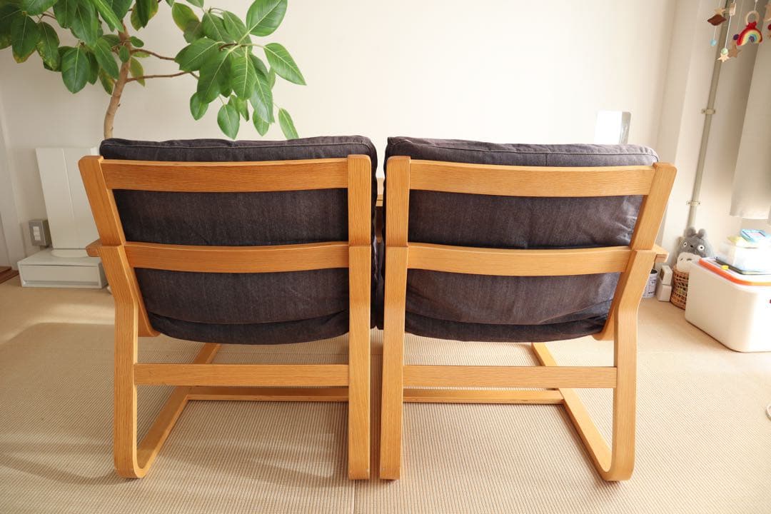 無印良品 リビングでもダイニングでも使えるソファチェア2シーター　※アーム右