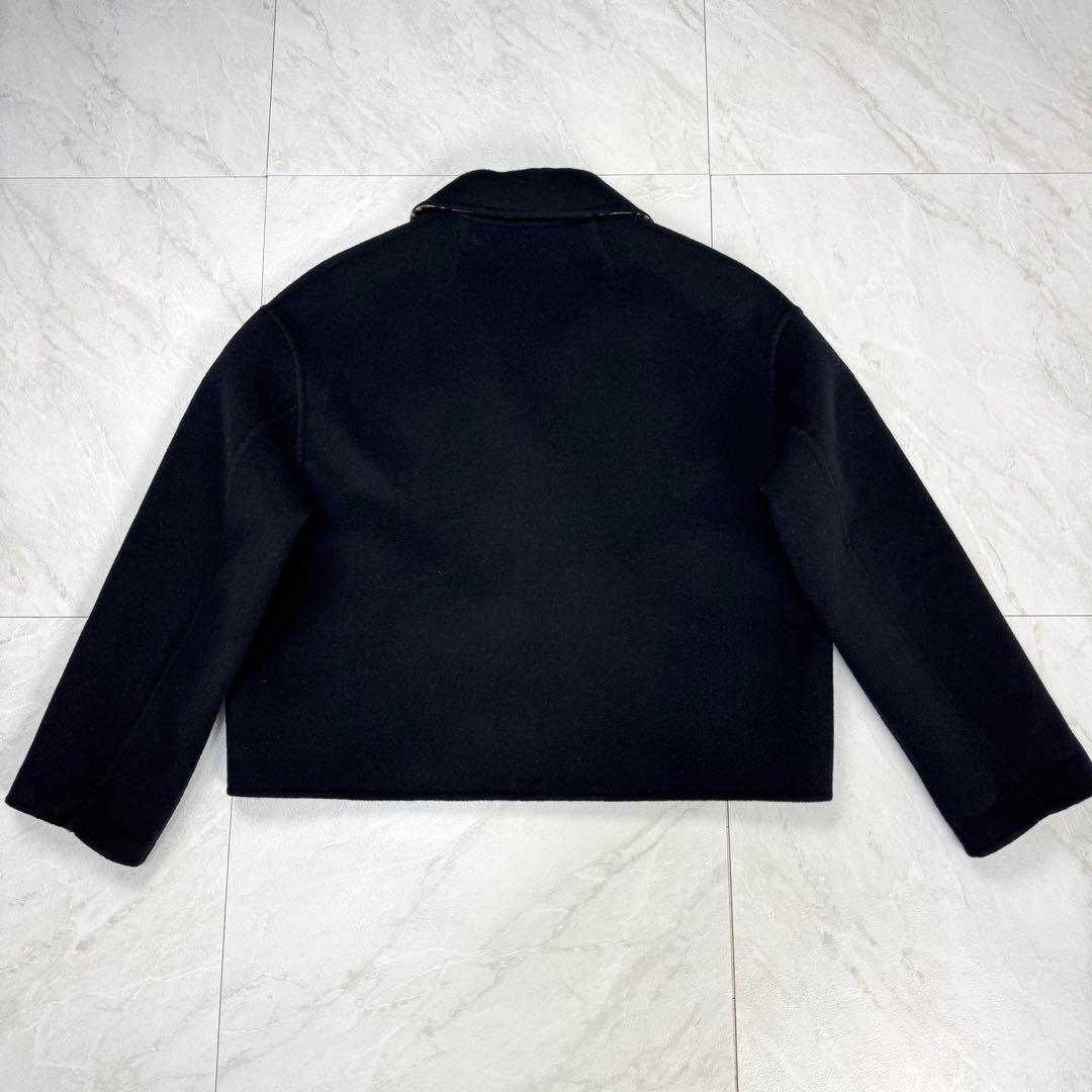 極美品 フェンディ ダブルフェイス ショートコート ウール ズッカ 黒 40