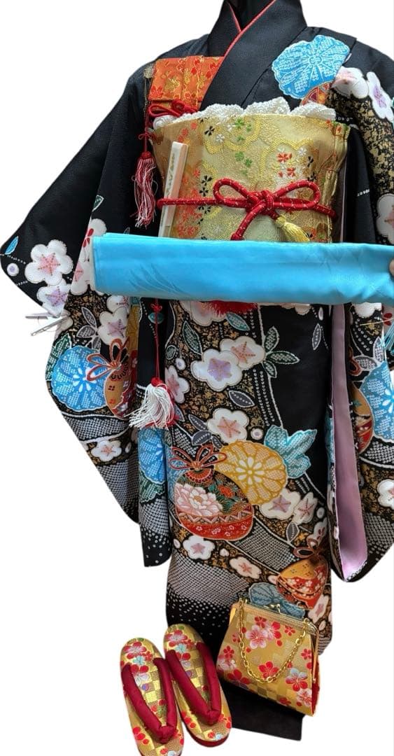 大幅値下げ‼️七五三 7歳 フルセット ブラック ゴールド