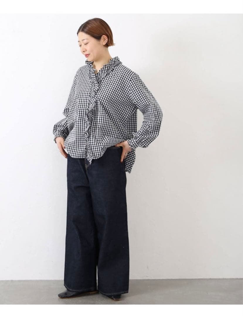 journal standard luxe ギンガム　ブラウス ブラック
