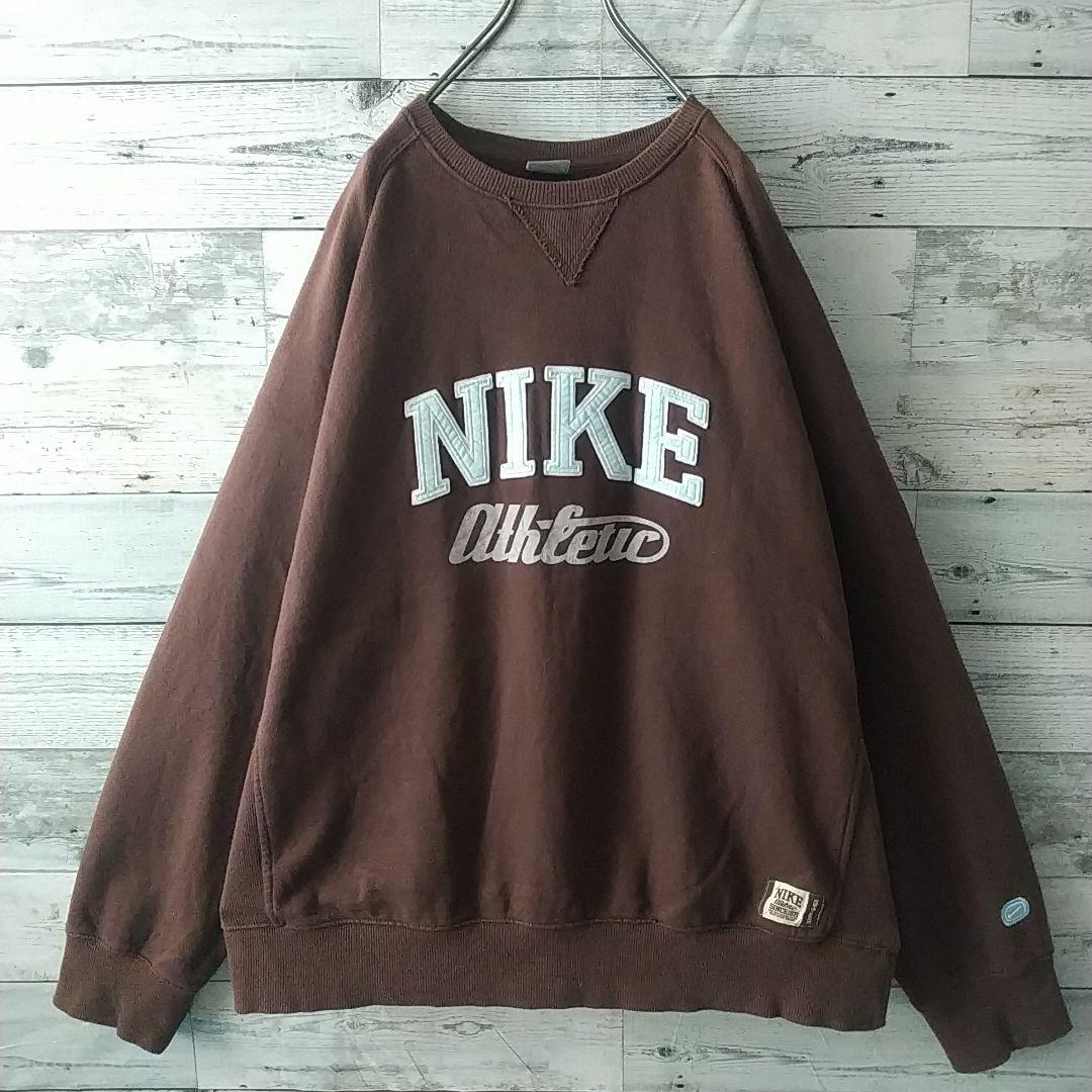 希少サイズ☆ナイキ 刺繍 センターロゴ アーチロゴ スウェット XL ブラウン
