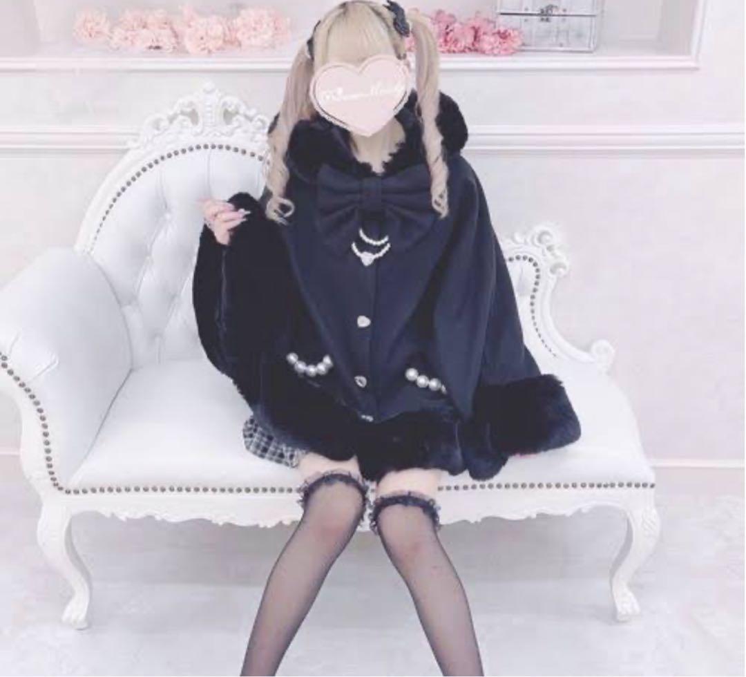 MARS ベルト付きケープコート ブラック