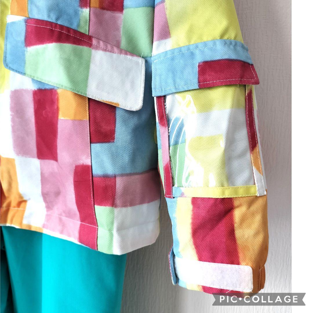 美品☆Phenixスキーウェア女の子150 140 上下 パステルブロック×水色