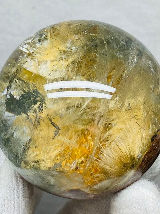 58.9㍉　タイチンルチルクォーツ　太陽発射ルチルクォーツ　グリンルチル　水晶球