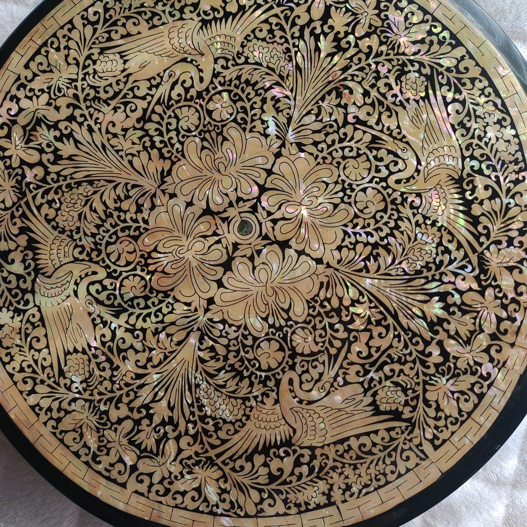 韓国漆器　螺鈿　美品お節正月縁起物　クジョルパン九節板　宝石箱