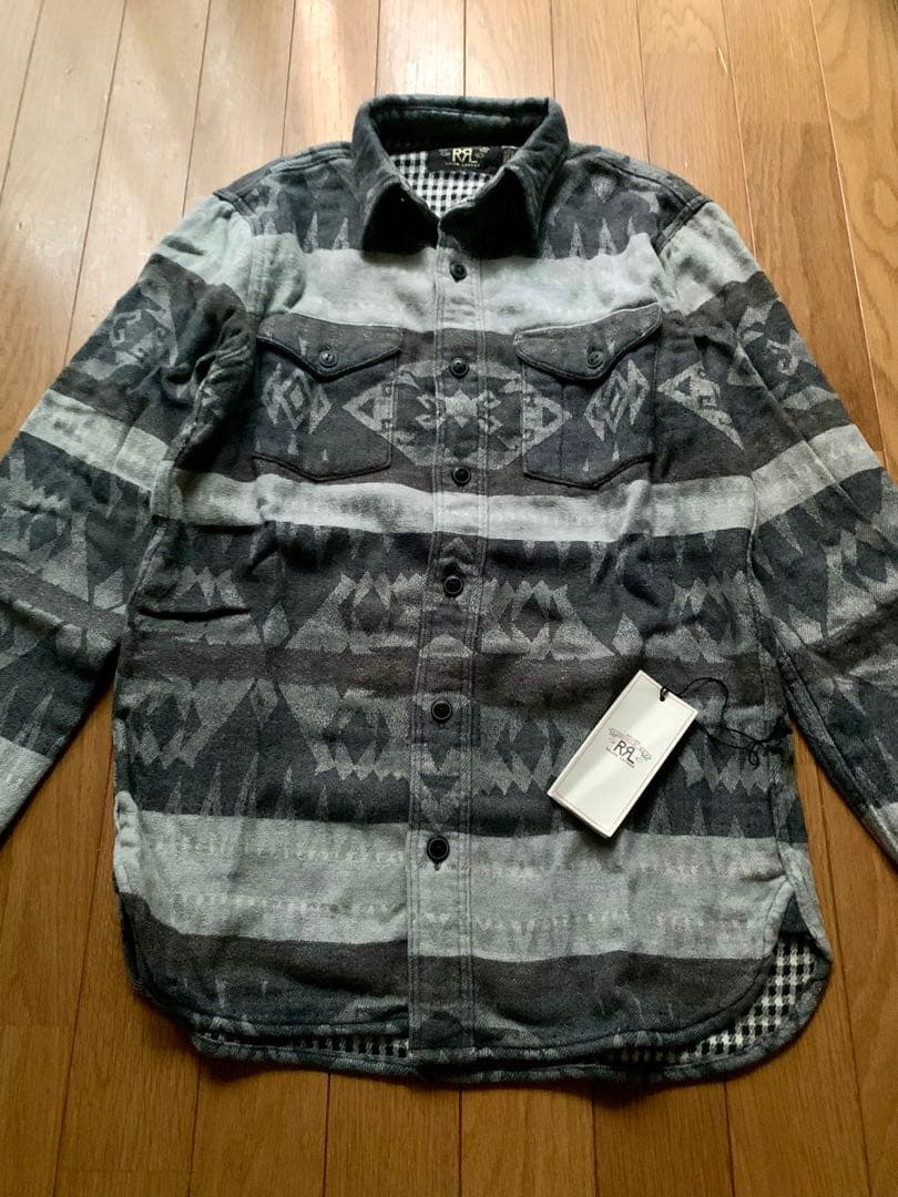 極美品 RRL 定価5万 ダブルアールエル ネイティブ柄 ウール混 長袖シャツ
