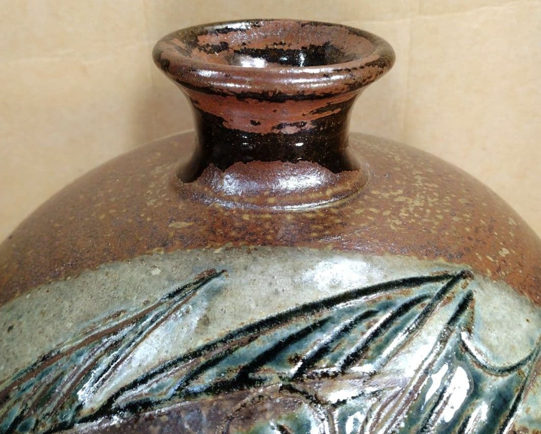 【本物保証】金城次郎 丸壷大 共箱 栞 人間国宝 美品 壷屋焼 壺屋焼 希少品