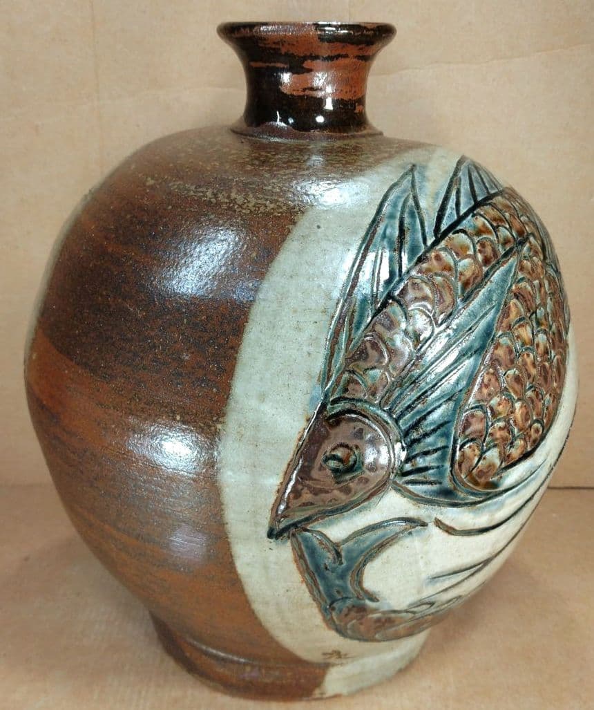 【本物保証】金城次郎 丸壷大 共箱 栞 人間国宝 美品 壷屋焼 壺屋焼 希少品
