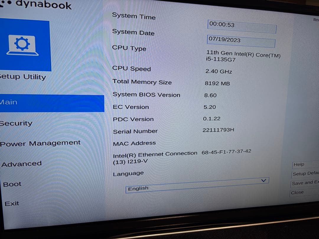 Dynabook G83 i5第11世代　windows11