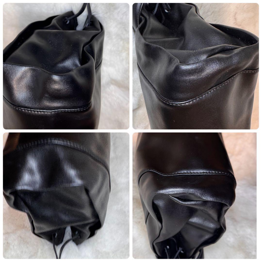 美品 LONGCHAMP 黒 レザーハンドバッグ シルバーボタン