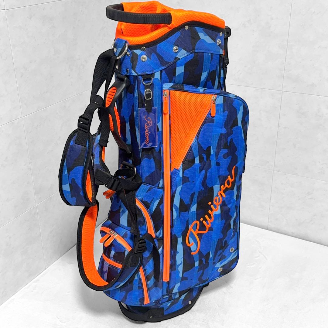 【美品】Riviera キャディバッグ ネイビー/オレンジ 迷彩