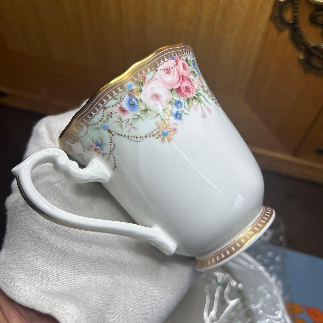 ノリタケ　アフロディーテマグ、花更紗ディーププレート、カトラリーセット　美品