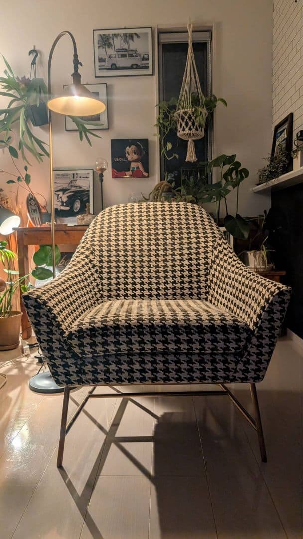 フランフラン　オウゲンチェア(augen chair)　千鳥格子柄