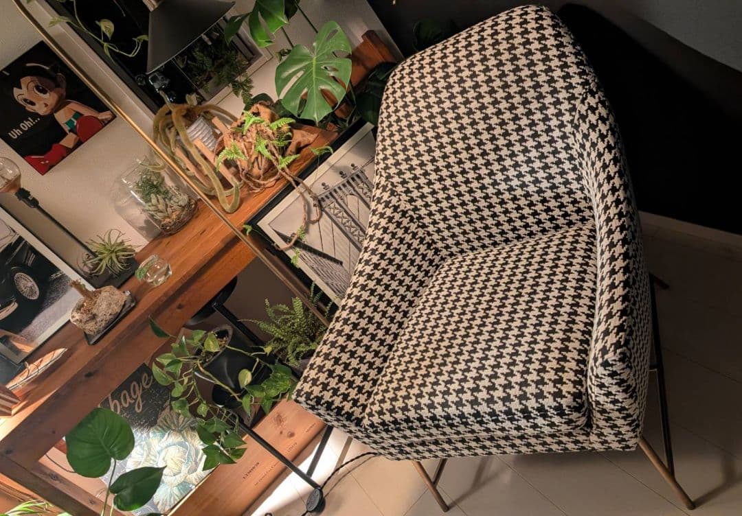 フランフラン　オウゲンチェア(augen chair)　千鳥格子柄