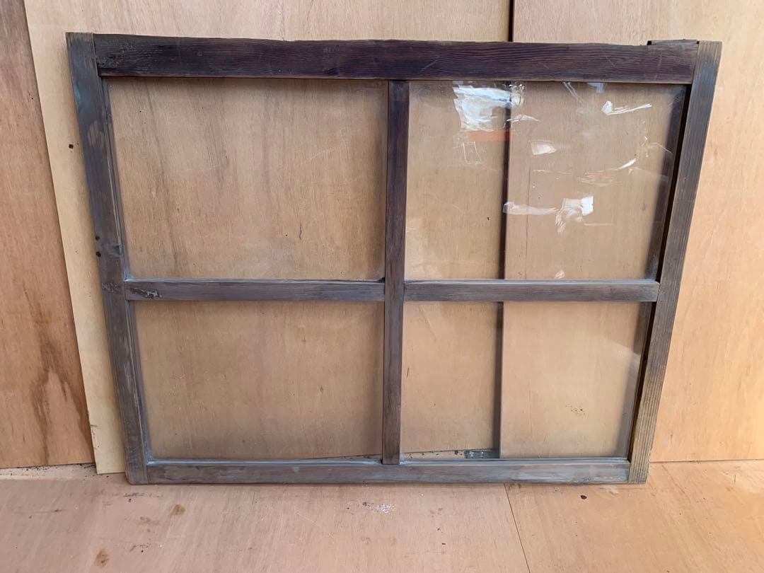 戦前　古い木枠ゆらゆらガラス戸4分割2枚組　建具古家具仕切り古民家