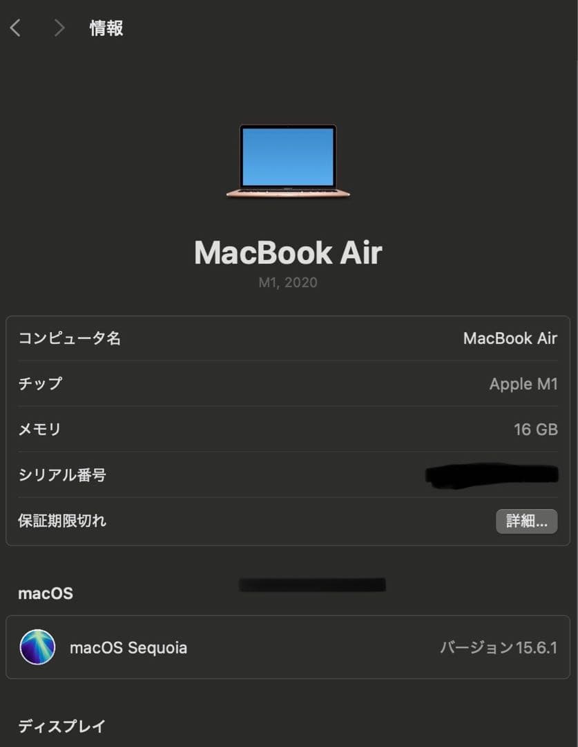 M1 MacBook Air SSD512GB メモリ16GB ゴールド