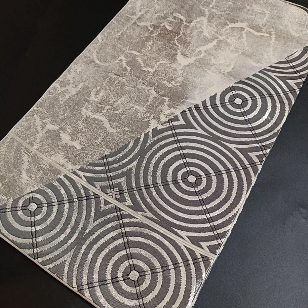 C130 ちどり屋 袋帯 丸 渦 銀