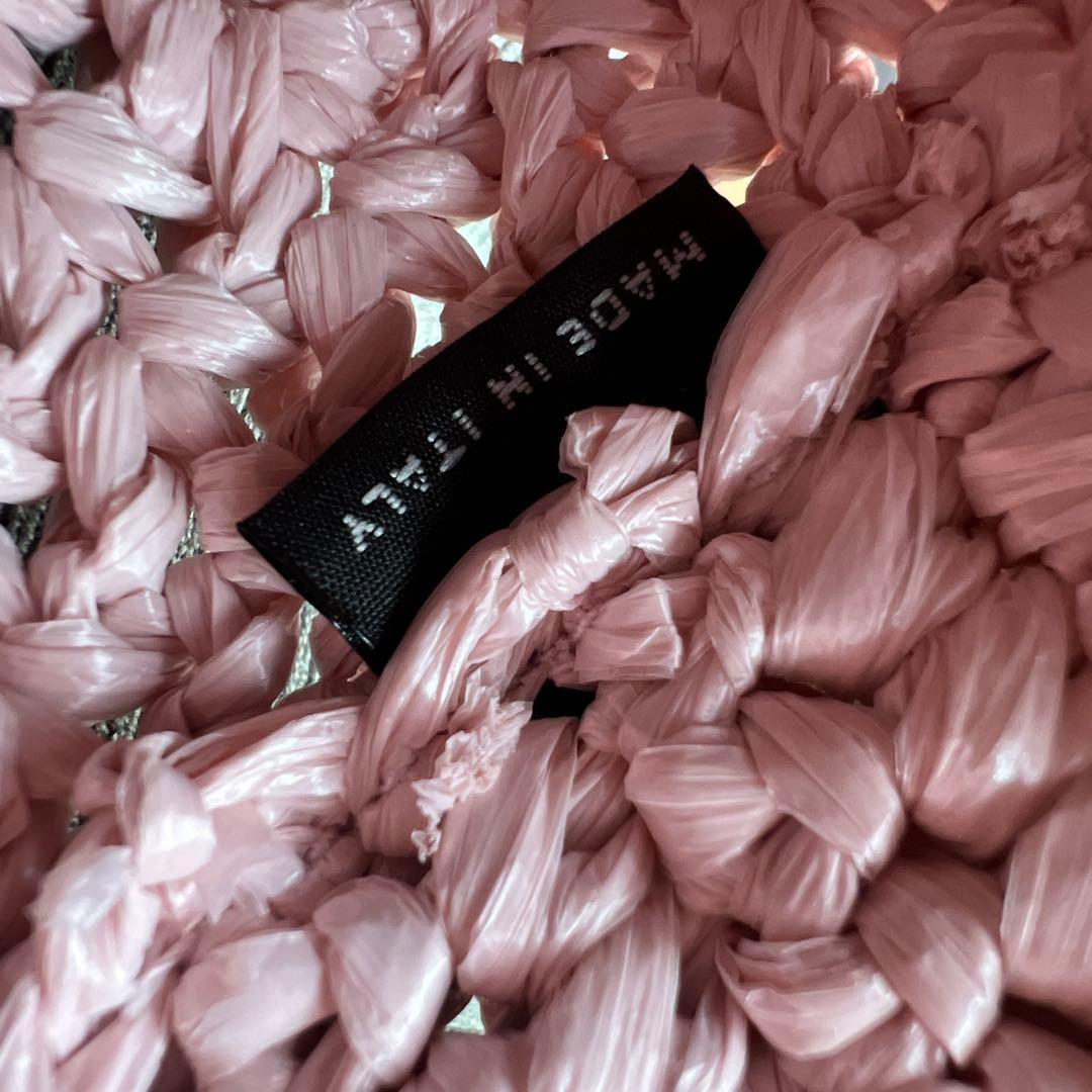 PRADA プラダ スモール クロシェ トートバッグ ラフィア ピンク