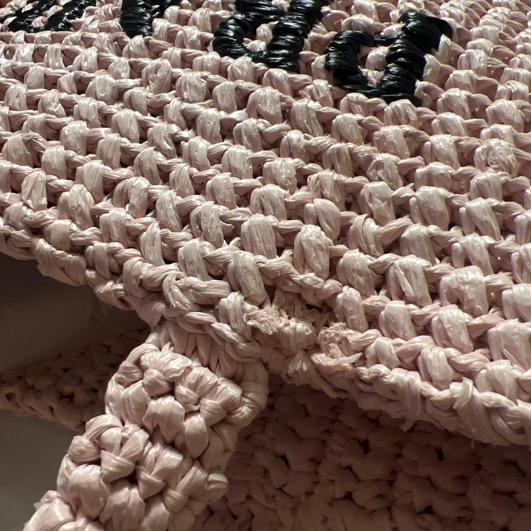 PRADA プラダ スモール クロシェ トートバッグ ラフィア ピンク