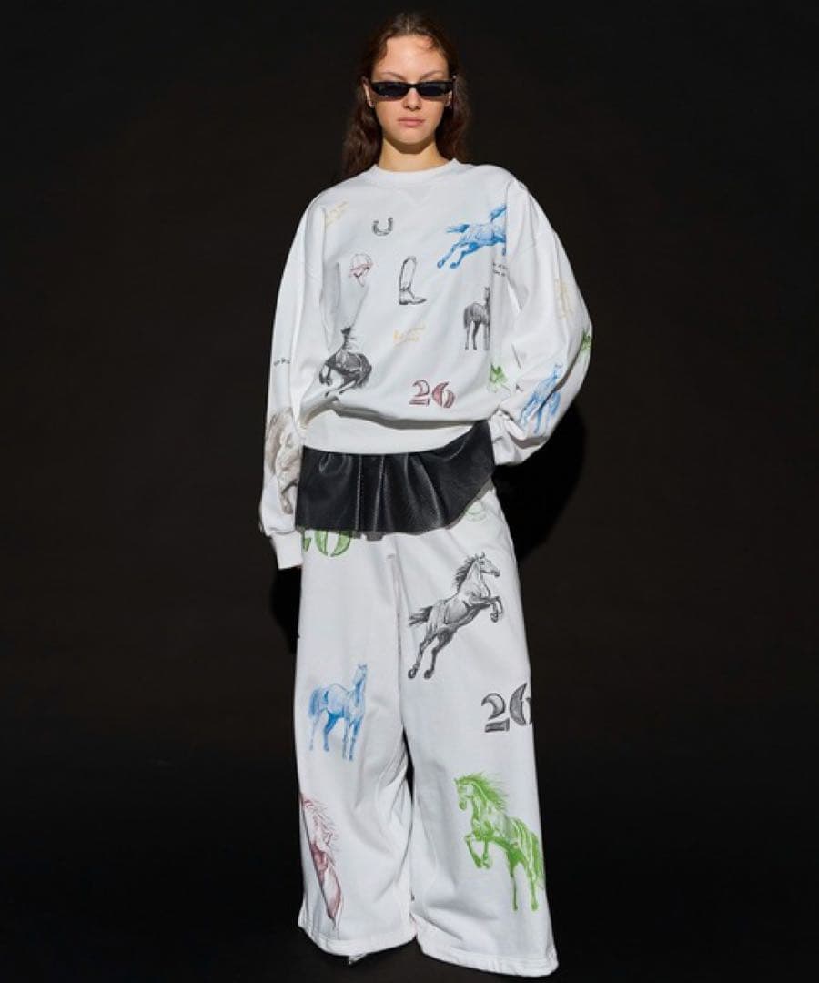 新品　MAISON SPECIAL 総柄プリント　トレーナー　スウェット　白